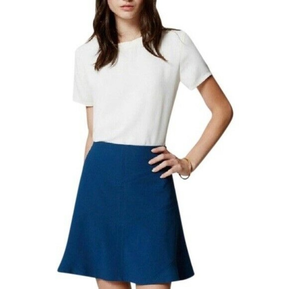 Ann Taylor Loft Chevron Seamed Flippy Blue